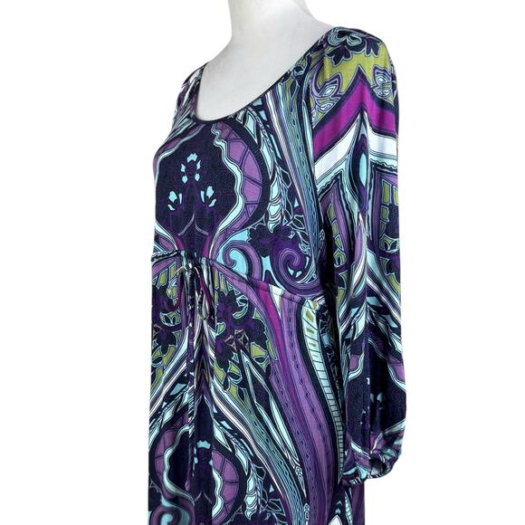 Soma NWT Colorful Print Drawstring Waist Scoop Neck Soft Mini Lounge Dress - Picture 7 of 12